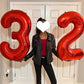 Paticool 40 Inch Red Number Balloon 3, Large Number Foil Balloons Mylar For Girl Boy Birthday Party Celebration Decorations Supp