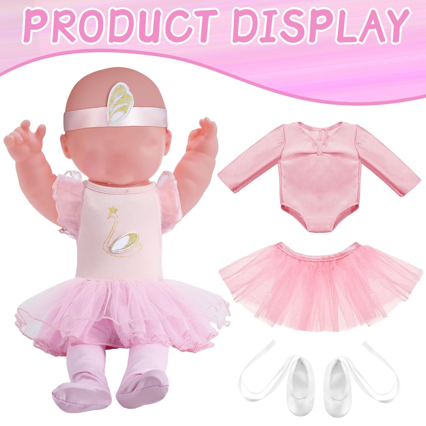 Kajaia 8 Pcs 18 Inch Doll Ballet Ballerina Outfits 18 Inch Doll Clothes and Accessories Ballet Tutu Dance Dress Ballet Shoes Headband Doll Clothes Gifts