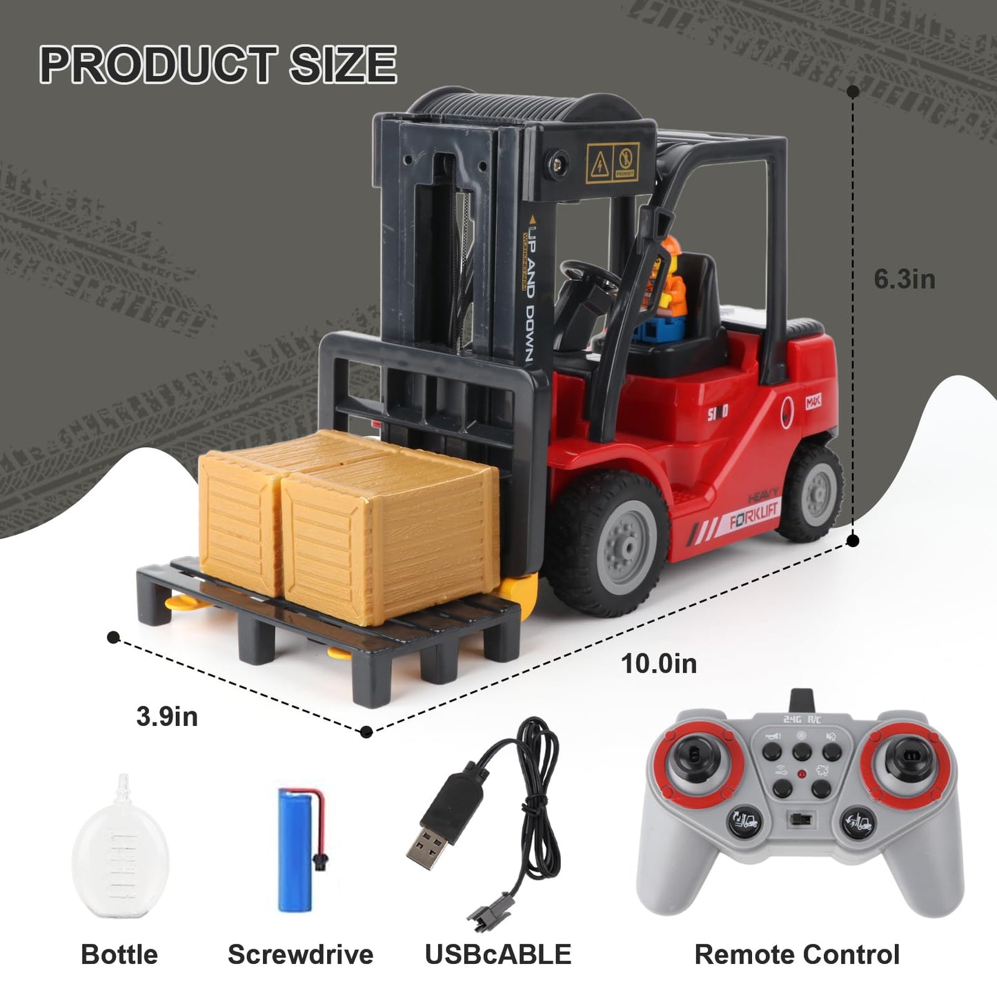 Mscredse Remote Control Forklift Cranes 11 Channel 2 Mode RC Forklift Truck with Spray Sound and Lights Construction Toys 2.4Ghz
