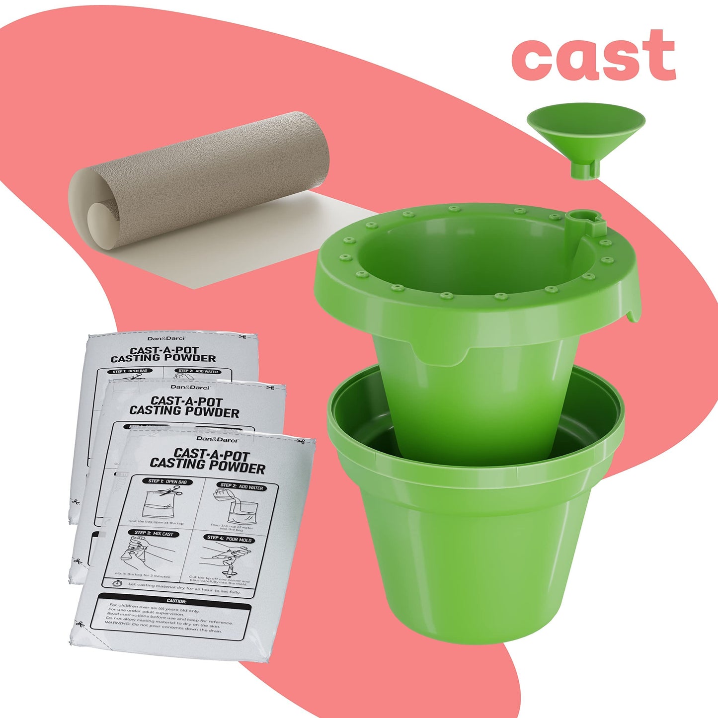 Dan&Darci Cast a Pot Kit - Multicolor DIY Art & Gardening Set for Kids Age 8-14 - Fun STEM Craft Gift for Boys & Girls