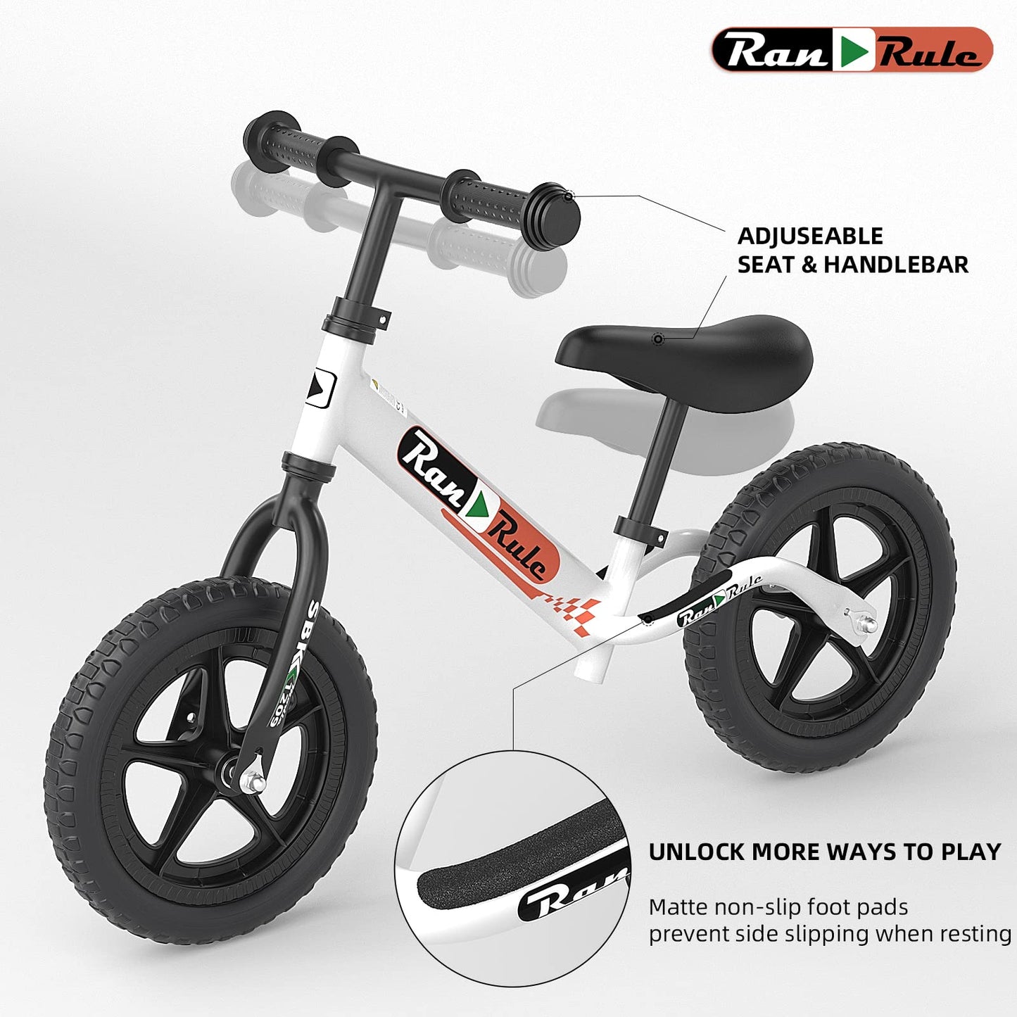 Royalbaby Balance Bike, Ages 24 Months To 5 Years Old Boys Girls Gift, Toddlers Toys Bicycle 12 Inch Wheel, White