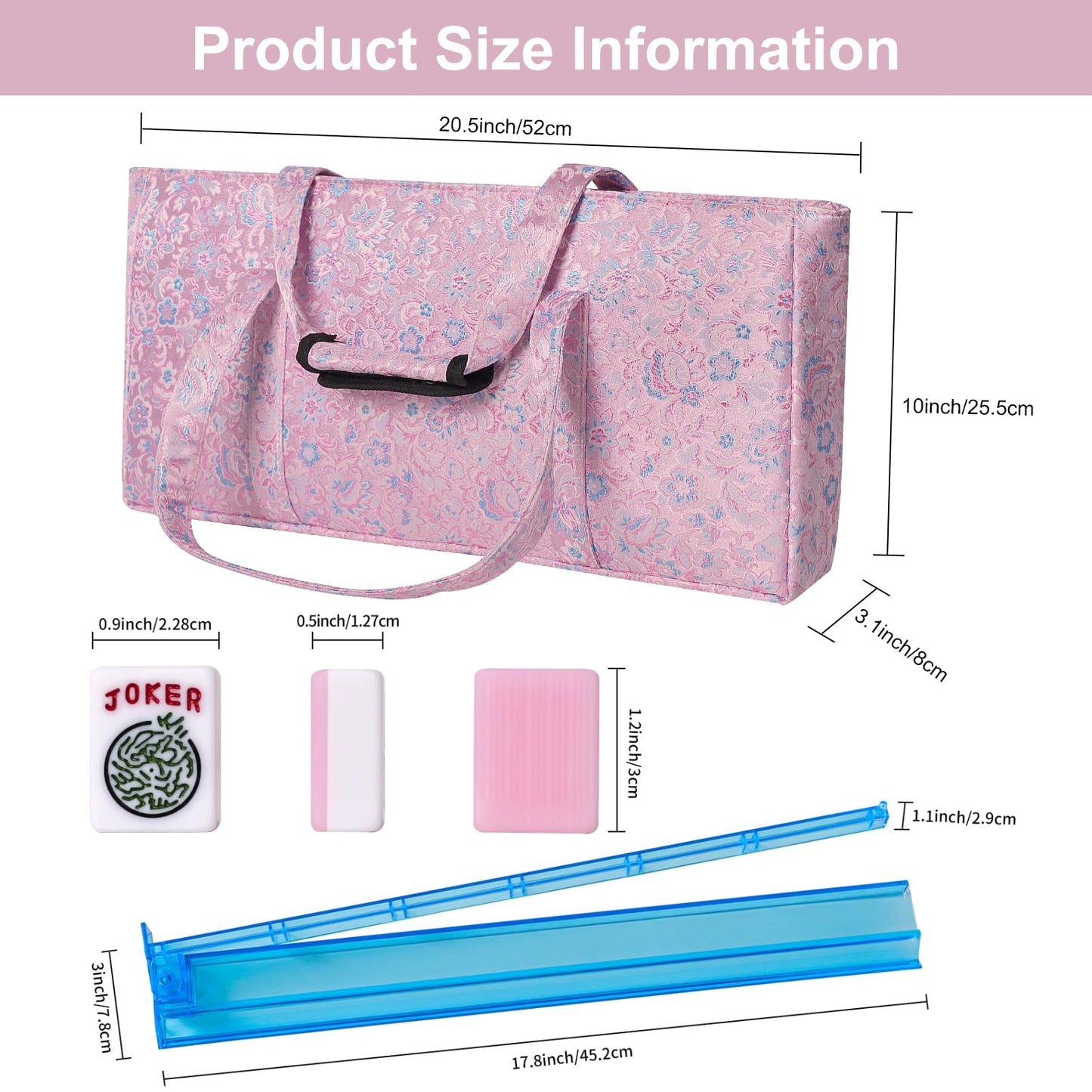 TIASUSAN American Mahjong Game Set, 166 Pink Tiles, Pink Bag with Entire Accessories, 4 All-in-One Rack/Pushers, Mahjong Tiles S