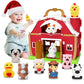 Big Red Barn Toy Farm Animal Finger Puppets For 1-3 Years Old, Pretend Farm Playset With Barn & Farmer, Preschool Montessori Learning Toys, Christmas Birthday Gift For Toddlers Boys Girls