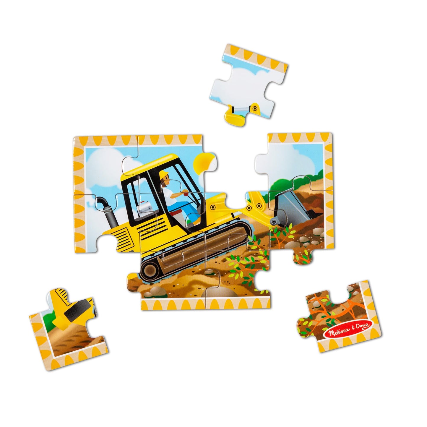 Melissa & Doug Construction Vehicles 4-In-1 Wooden Jigsaw Puzzles In A Box (48 Pcs) - Fsc Certified