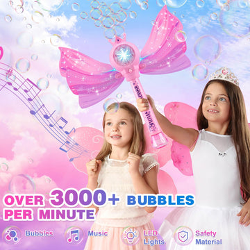 Aooess Bubble Wands For Kids Toys For 3 4 5 6 Years Old Girls: Light Up Bubble Wand Outdoor Toys For Girls Ages 4-8 Bubble Party