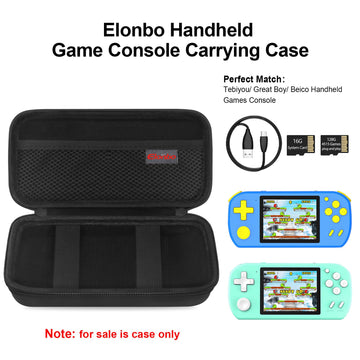 Elonbo Carrying Case for TEBIYOU/ Great Boy/ Beico Handheld Game Console Retro Video Games  Portable Gaming Player Travel Storage Cover  Mini Arcade Electronic Toy Holder Bag  Black+Inside Black