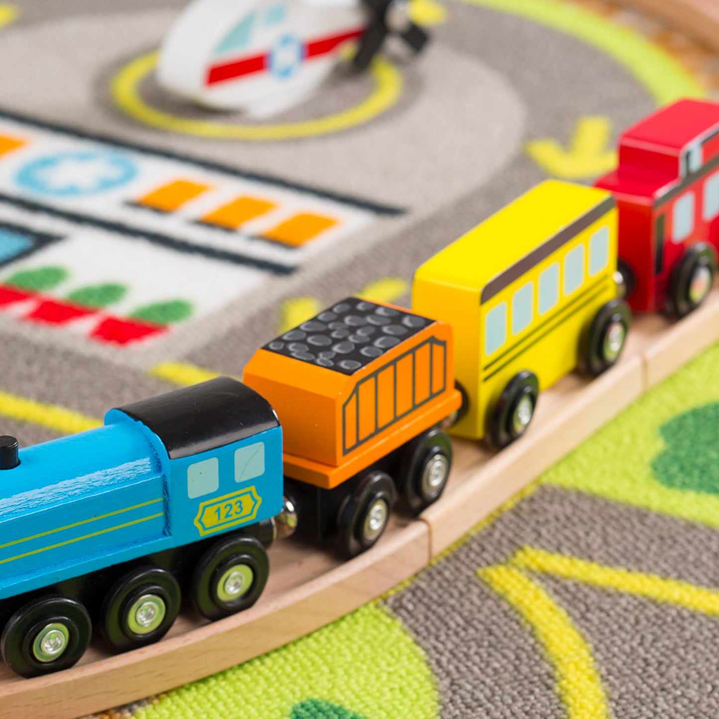 Melissa & Doug Deluxe Multi Vehicle Activity Rug - Multi, Model 96154, Wood Material