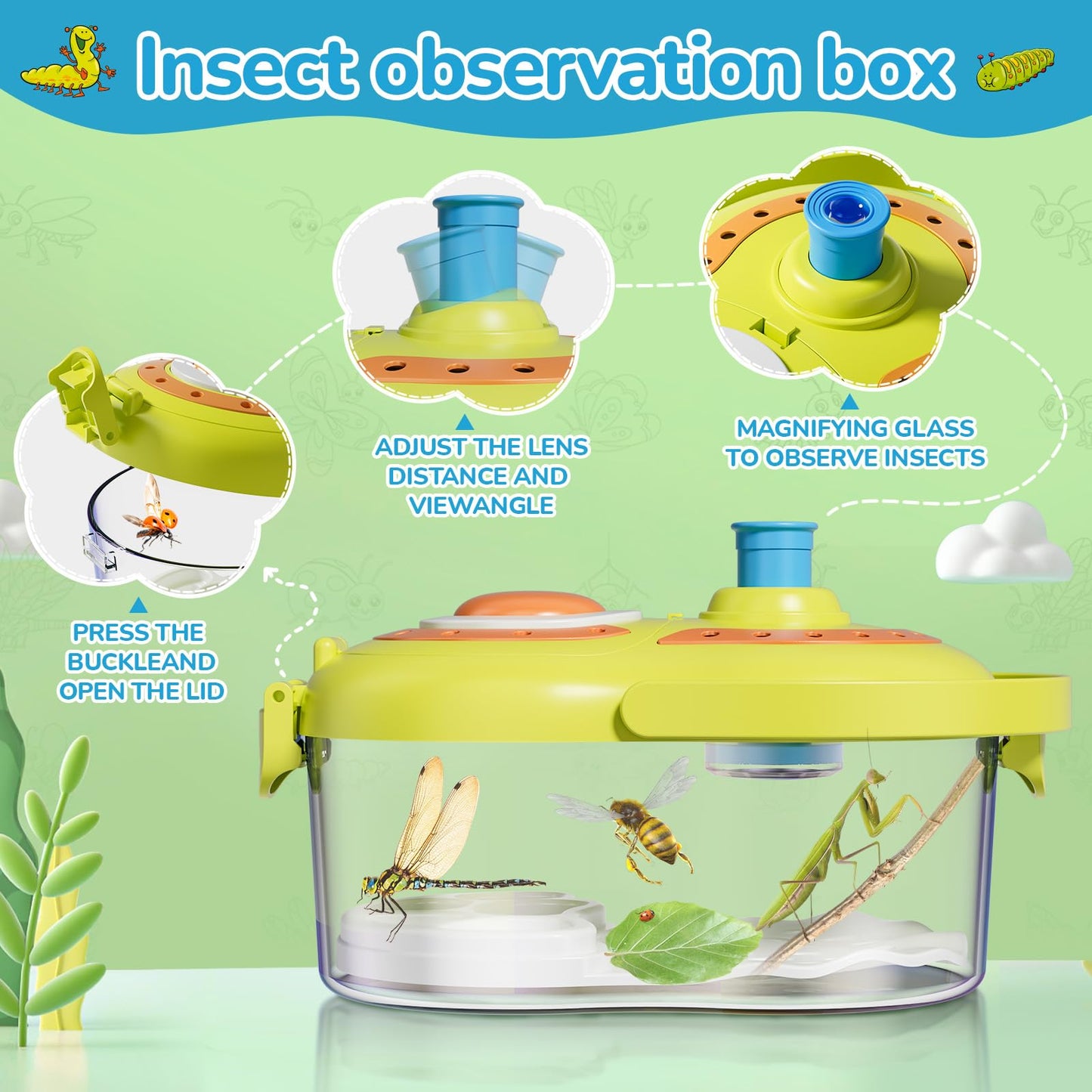 Bug Catcher For Kids, Kids Bug Catching Kit With Insect Habitat, Bug Catcher Indoor, Tweezers & Learning Guide, Kids Bug Catchin