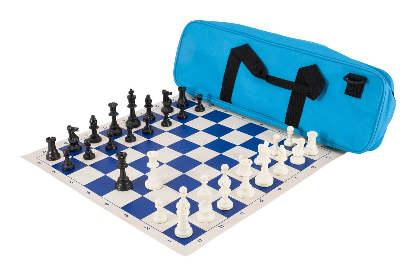 Deluxe Chess Set Combination - Triple Weighted - By Us Chess Federation (Neon Blue)