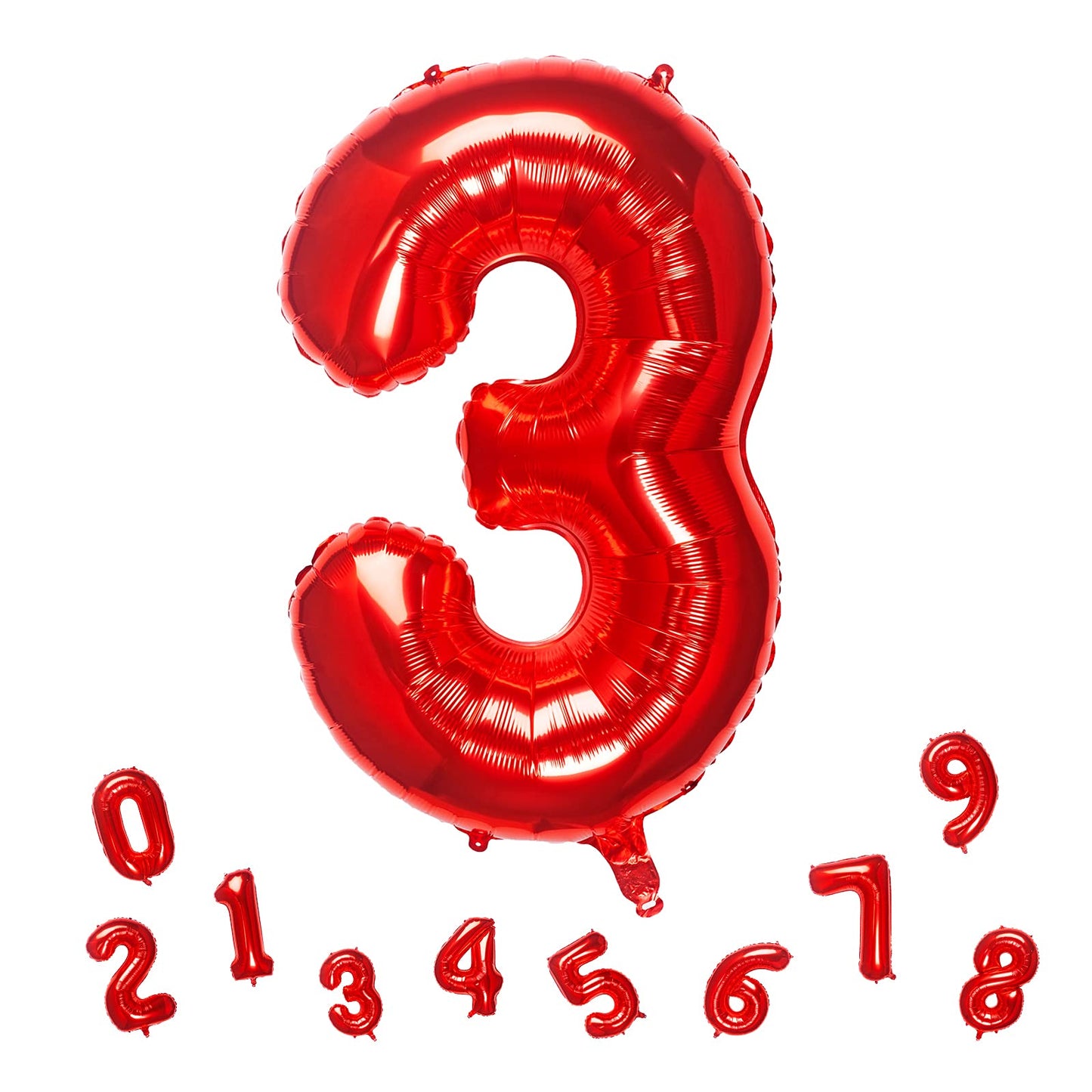 32 Inch Red Number 3 Balloons Foil Ballon Digital Birthday Party Decoration Supplies (Red Number 3 Balloon)