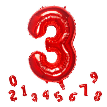 32 Inch Red Number 3 Balloons Foil Ballon Digital Birthday Party Decoration Supplies (Red Number 3 Balloon)