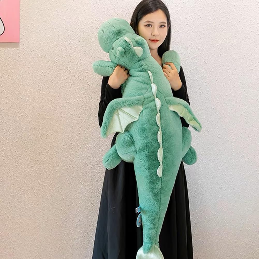 Leahaoe Weighted Dragon Stuffed Animal 12Lbs 43.3'', Soft And Sturdy Weighted Dragon Plush For Adults, Large Blue Dragon Stuffed