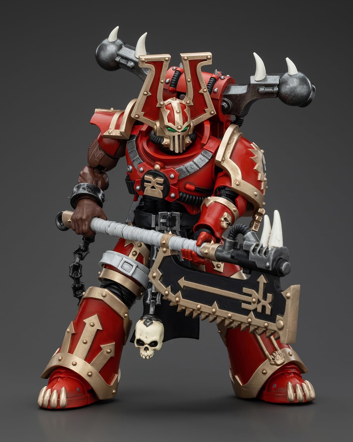 Pipigirl Joytoy Gw 40K Genuine License 1:18 Action Figure, World Eaters Khorne Berzerker With Eviscerator Chainaxe, 4.96 Inch Co
