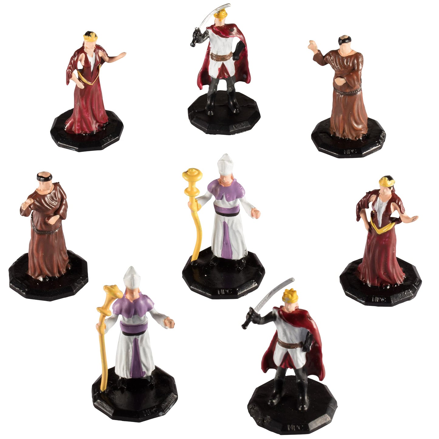 Townsfolk Mini Fantasy Figures - Nobility Class - 8Pc Hand-Painted Non Player Character Npc Miniatures - 1' Hex-Sized Compatible W Dnd Dungeons Dragons, Pathfinder Rpg Tabletop Games