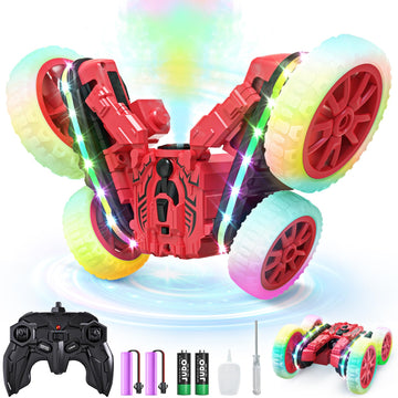 Jimdella Remote Control Car,Rc Cars With Sides Light And Headlights,360Rotating 4Wd Spray Rc Stunt Car,2.4Ghz All Terrain Toy Ca