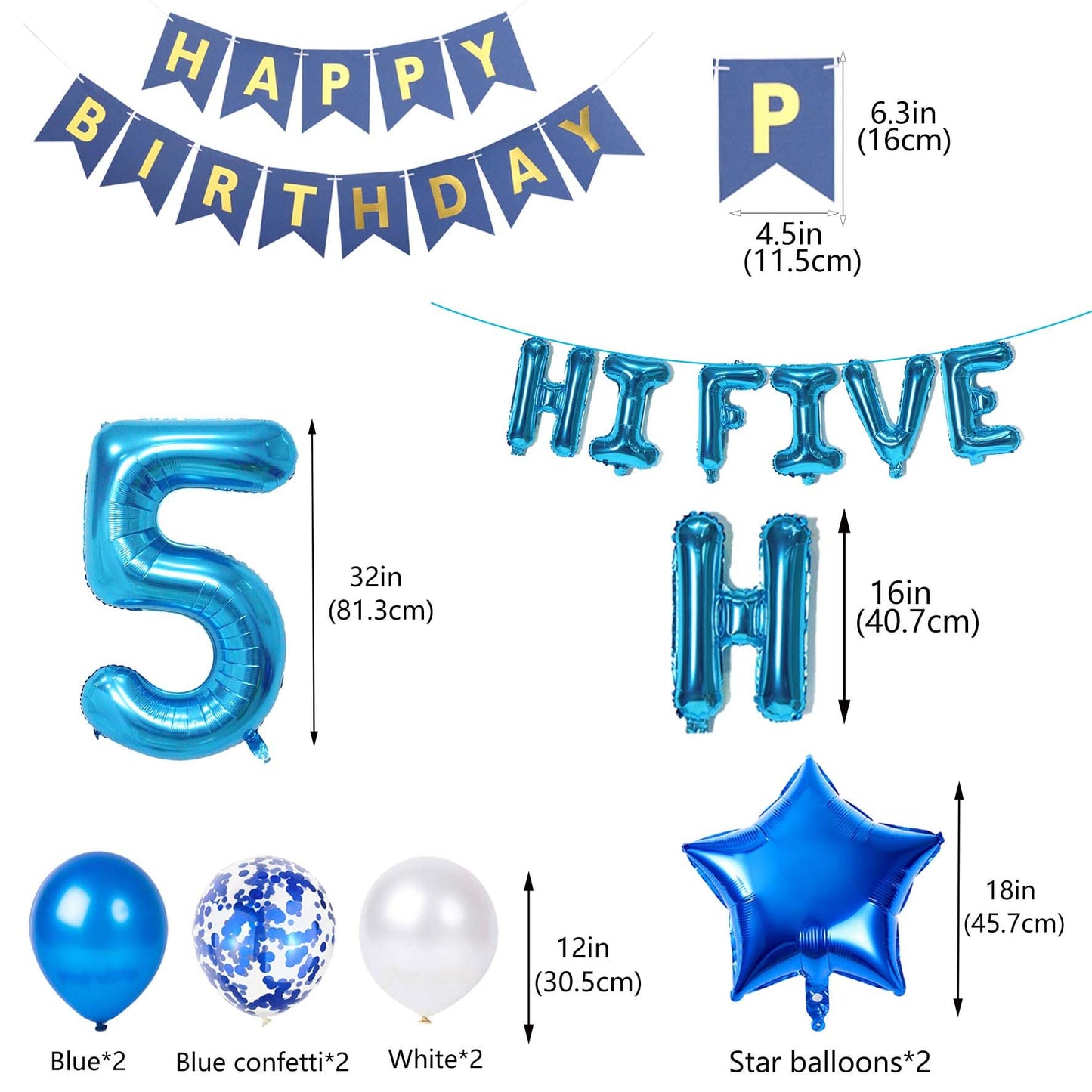 5th Birthday Decorations Rose gold for Girls,Hi Five Birthday Balloons 5th Birthday Banner Number 5 Star Foil Balloons Latex Con