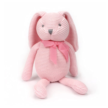 Fluffyfun Organic Baby Toys Pink Bunny Rabbit Stuffed Animal 7.1''