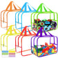 6 Colors Widen X-Large Toy Storage Bags 12.6  9.25  6.9In with Labels, Reusable Clear PVC Board Game Storage, Travel Waterproof 