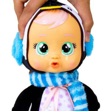 Cry Babies Tiny Cuddles Christmas Izzy - 9' Baby Dolls, Cries Real Tears, Blue Penguin Themed Pajamas