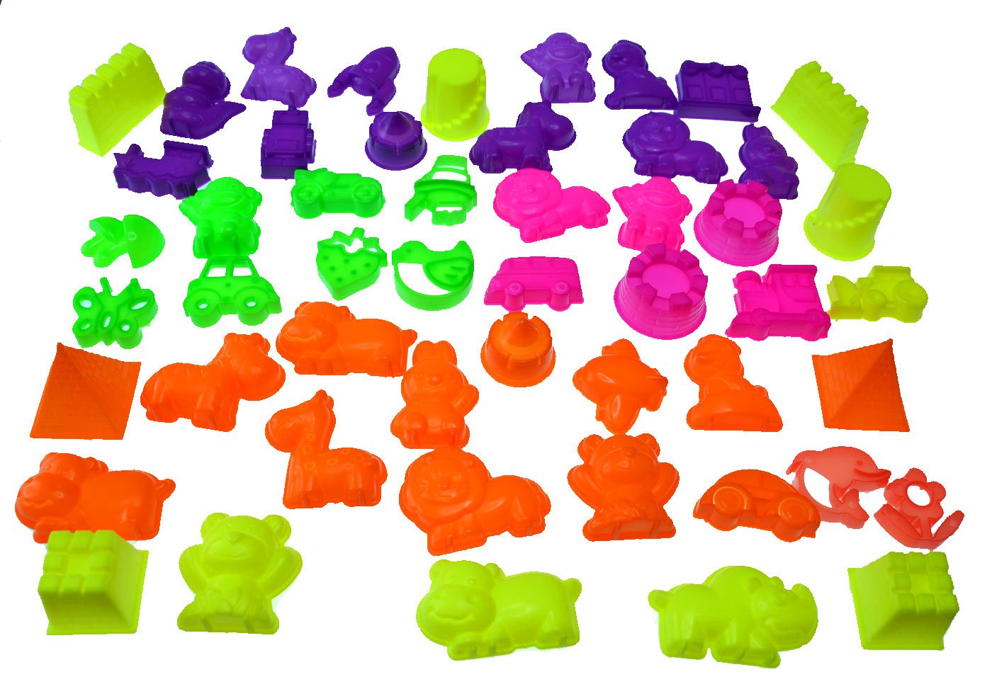 50 Piece Deluxe Sand Molds Set - Safari Animals, Mini Castles and Geometric Shapes (Sand not Included) Any Molding Sand