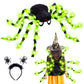 Garma Halloween Giant Spider Costume Set, 60 Led Green Light-Up Spider Backpack With Spider Headband, Scary Plush Costume For Ki