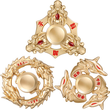 Bbto 3 Pieces Dragon Spinner Metal Spinners Cool Fingertip Spinners Metal Finger Spinner For Anxiety Stress Relief Toy Party Favor (Gold)