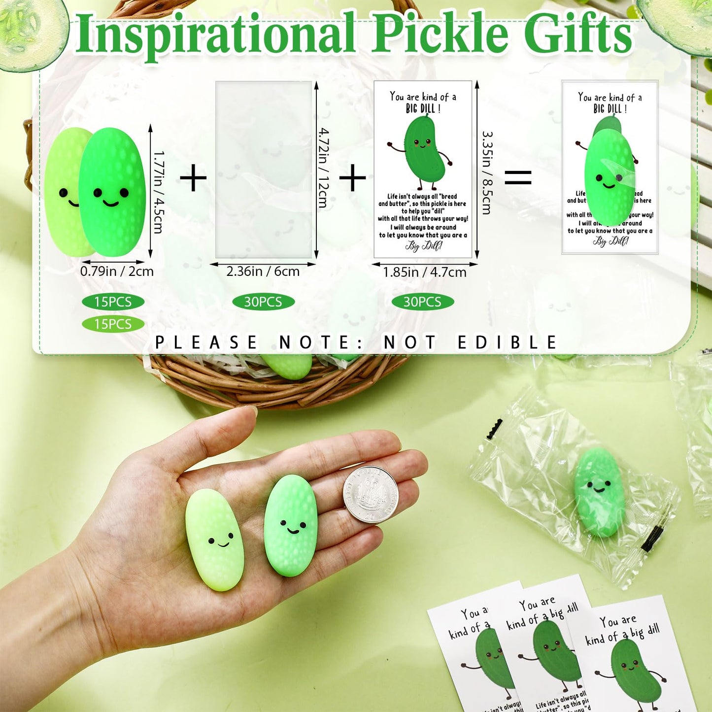 Wettarn Pickle Stress Balls - 30 Sets, Turquoise & Green, Mini Squeeze Balls for Office Appreciation Gifts - Model WAY-Wettarn-3770