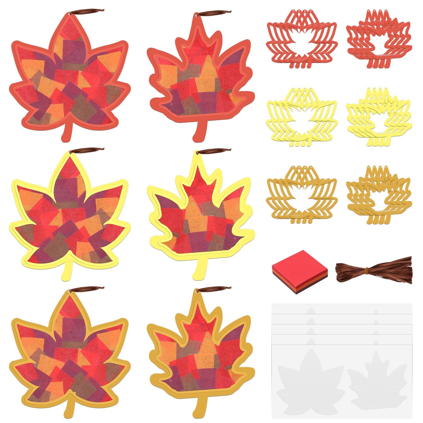 Chiisong 24 Sets Maple Crafts Kit DIY Tissue Paper Sign Crafts for Back to School Fall Harvest Thanksgiving Religious Christian 