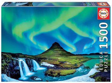 Educa - Aurora Borealis, Island - 1500 Piece Jigsaw Puzzle - Puzzle Glue Included - Completed Image Measures 33.5' X 23.5' - Ages 14+ (19041)