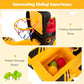 Costzon 2-in-1 Ride on Excavator Bulldozer, 6V Electric Excavator Ride on Toy with 3 Balls & Basketball Hoop, Adjustable Bucket,