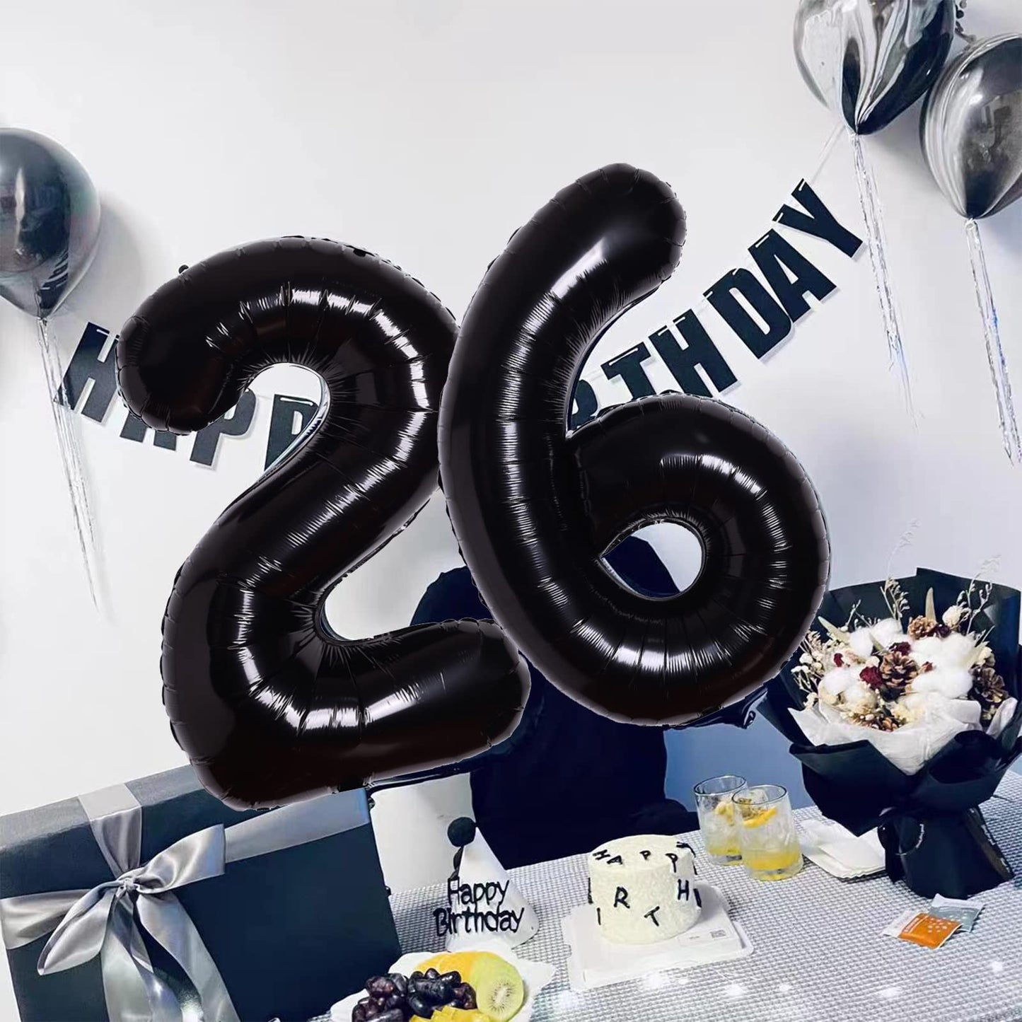 40 Inch Giant Black Number 6 Balloon, Helium Mylar Foil Number Balloons For Birthday Party, 6Th Birthday Decorations For Kids, A