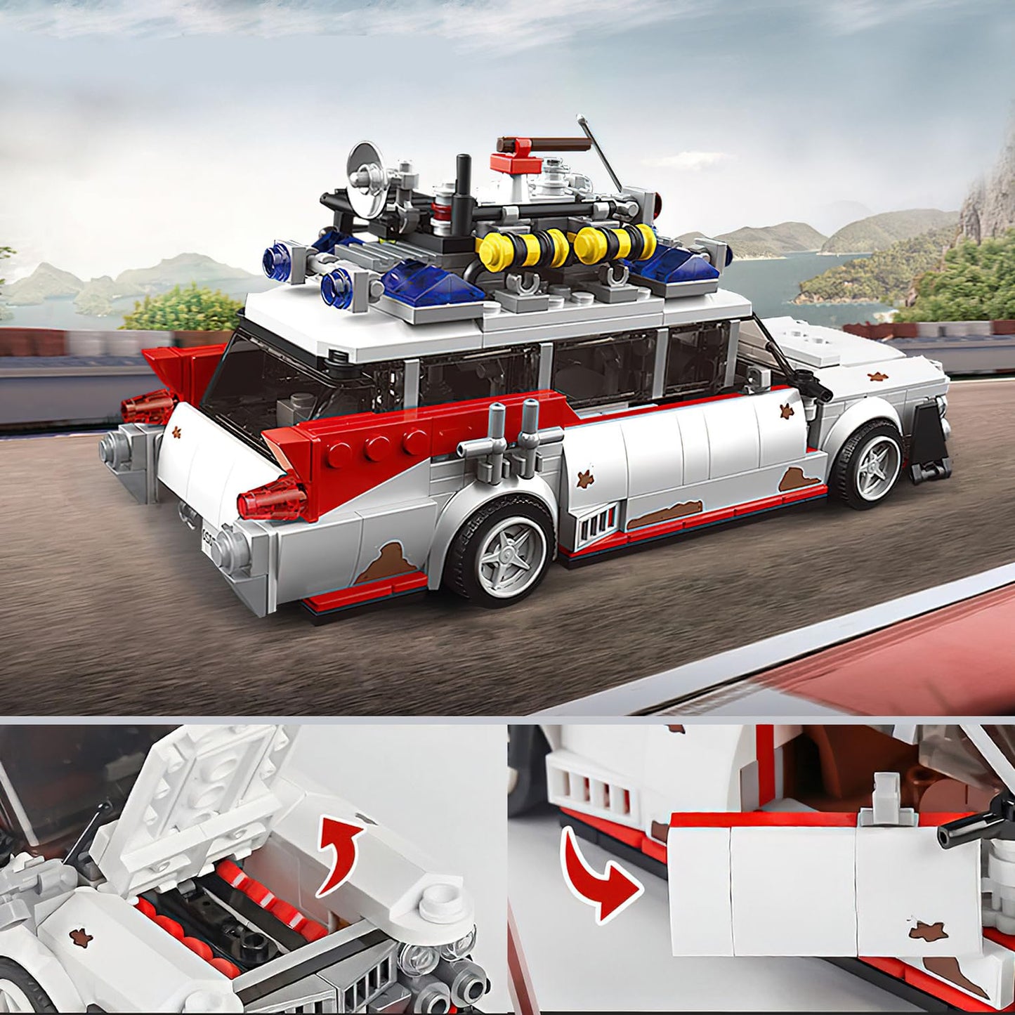 HI-REEKE Buster ECTO-1 Building Kit for mature-themed  Ghost Speed Champion Car Creator Building Blocks Toy Set Creator-605PCS