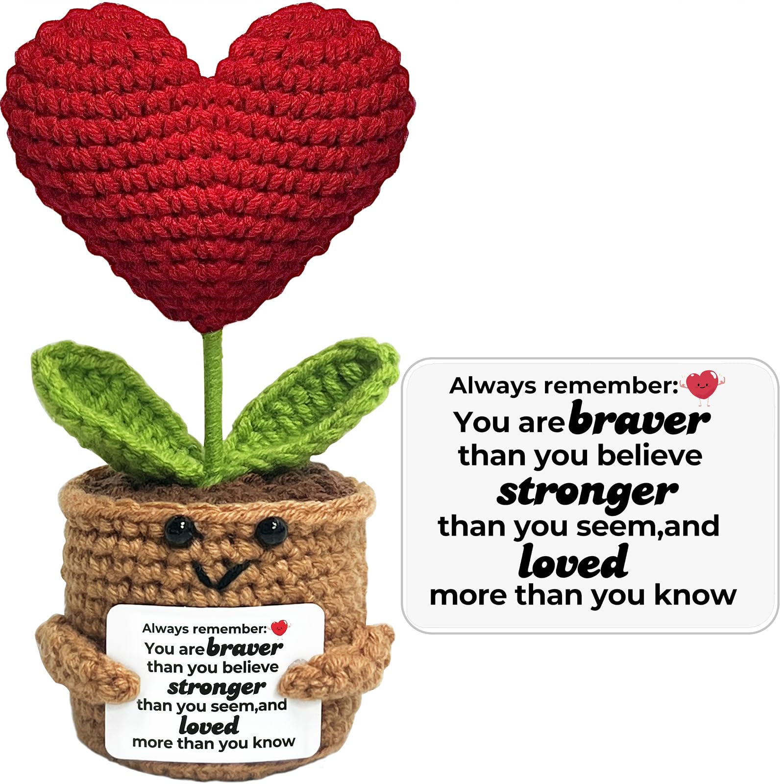 Mini Funny Positive Crochet Flower Gifts - Emotional Inspirational Support Gift for Women Men Coworker Friends, Small Christmas 