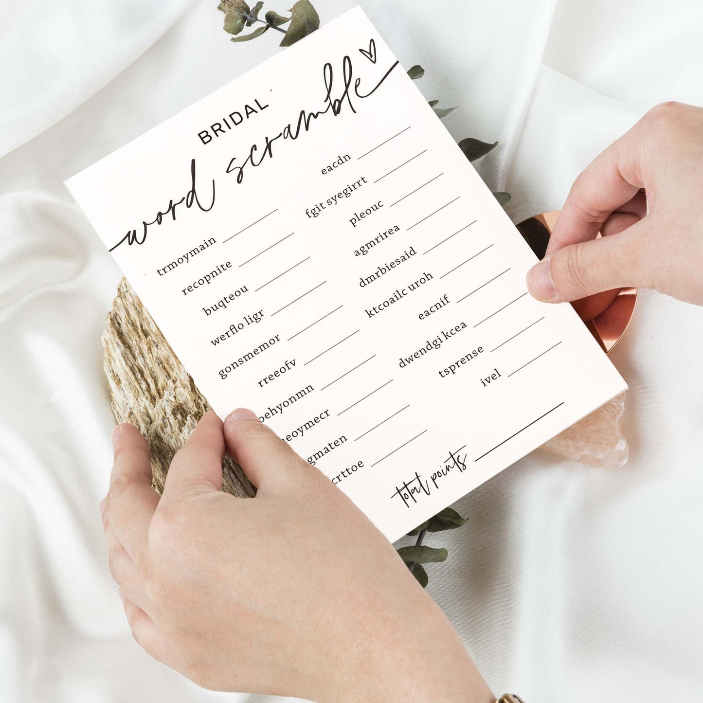 Wedding Shower Games Cards, Bridal Word Scramble, 25 Game Cards with 1 Answer Card, Engagement Party Wedding Games for Guests, M