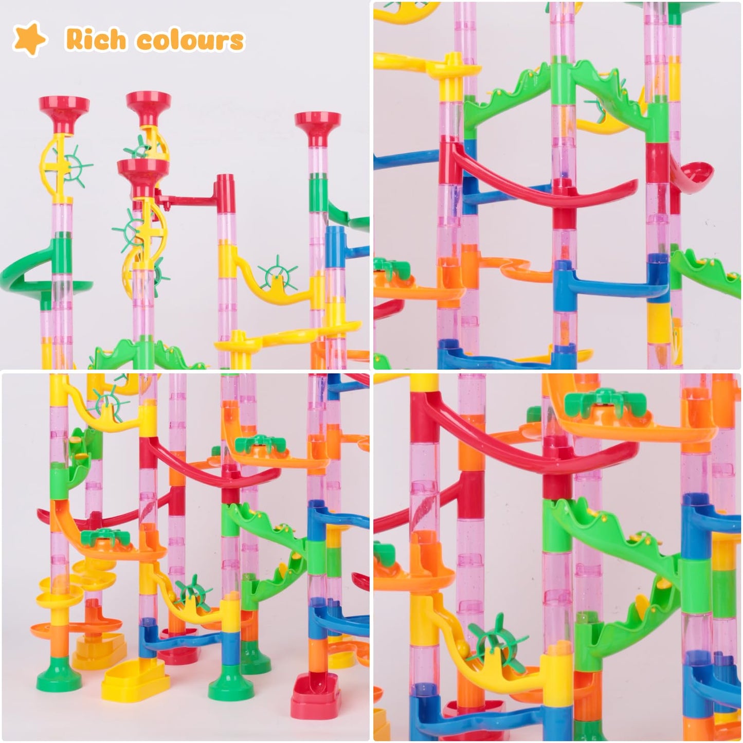 Lovestown 133Pcs Marble Run Set, Kids Construction Building Blocks Toys With 30 Plastic Marbles, Stem Educational Toys, Birthday Party Gifts For Kids, Maze Track Easter Toys, Parent-Child Game Toy