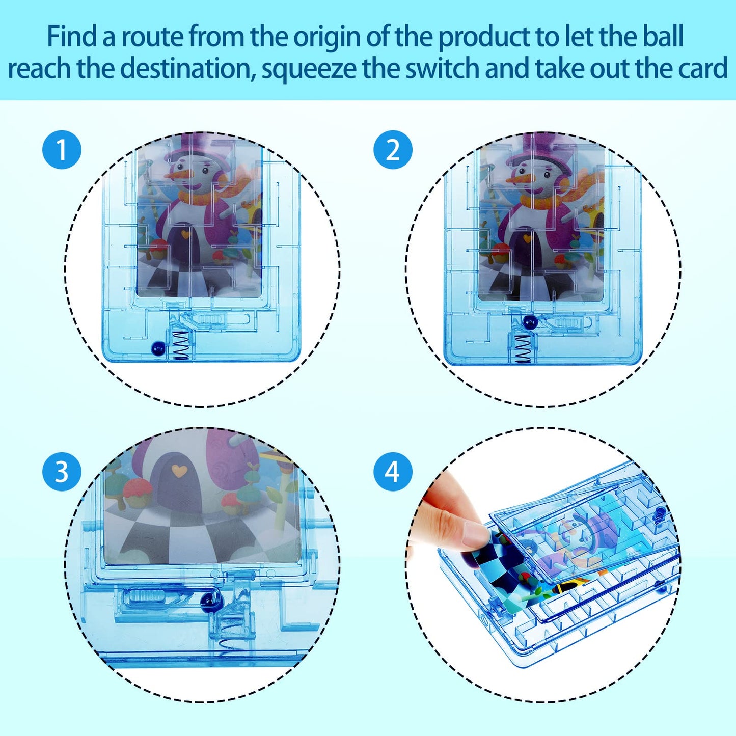 Skylety 5 Pcs Money Puzzle Box Gift Card Box Plastic Puzzle Card Holder Fun Maze Intellectual Pinball Machine Game for Teens and mature-themeds Birthday Party Favors(Blue)