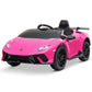 Kidzone Licensed Lamborghini Kids Ride On Car 12V Battery Powered Electric Vehicle Toy With 2 Speeds, 4-Wheel Drive, Suspension System, 2.4G Remote Parent Control, Mp3, Led Headlights - Pink