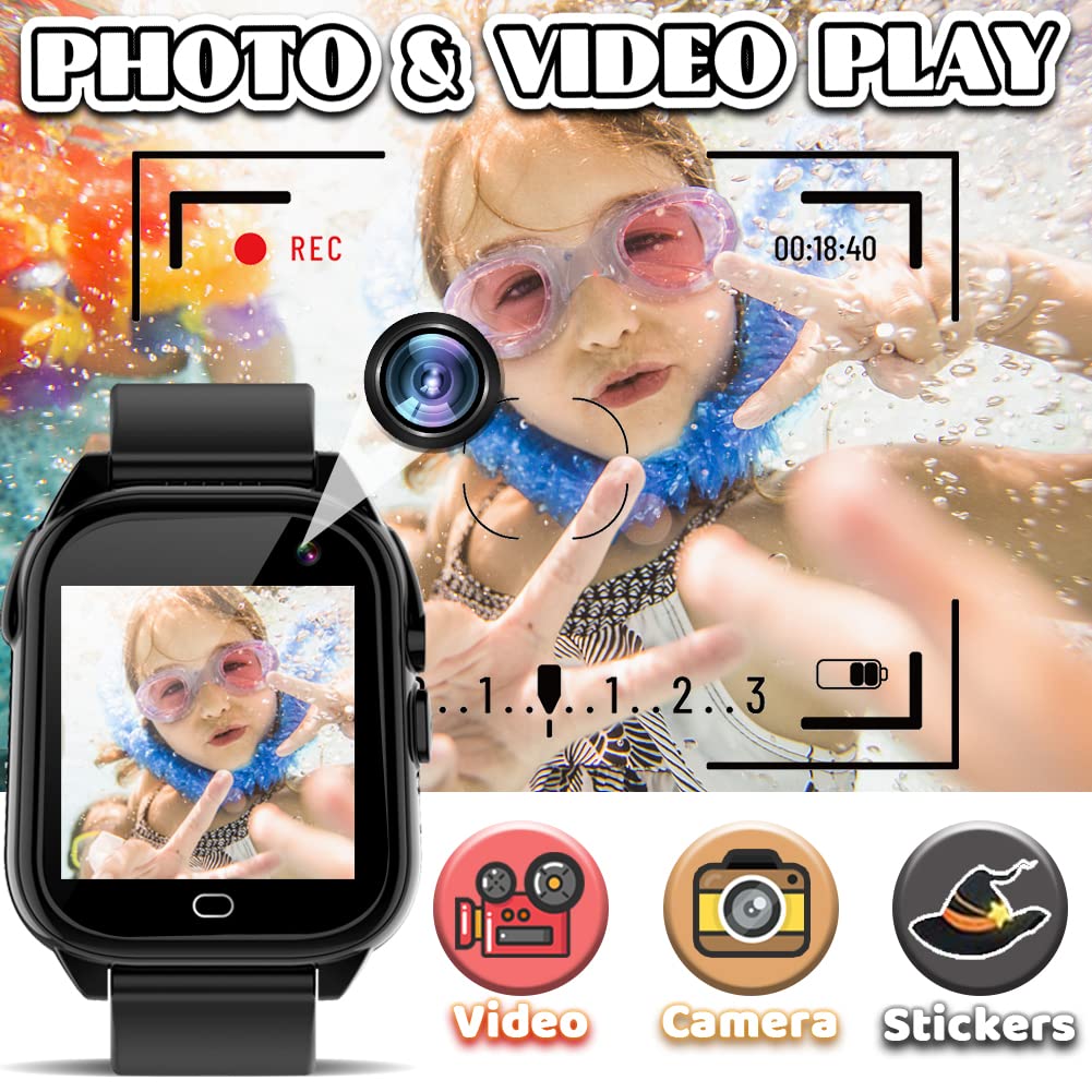 Kids Waterproof Smart Watch For Boys Girls Ages 3-12 Learning Toys With 26 Games Camera Video 1.44 '' Touchscreen Music Player A