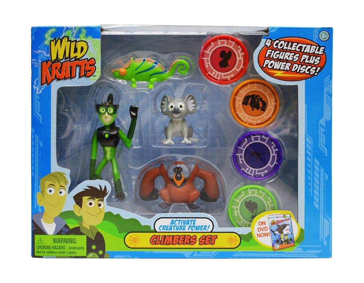 Wild Kratts Climbers Action Figure Collectible Figures & Discs (8Pc) Includes 4 Creature Power Discs +4 Animals- Officially Licensed Toys For Children-Gift For Kids Boy Girl