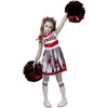 Spooktacular Creations Halloween Cheerleader Costume For Girls, Kids Zombie Cheerleader Outfit, Dead Fearleader Dress For Halloween Scary Costume Role Play Parties, Red White, L