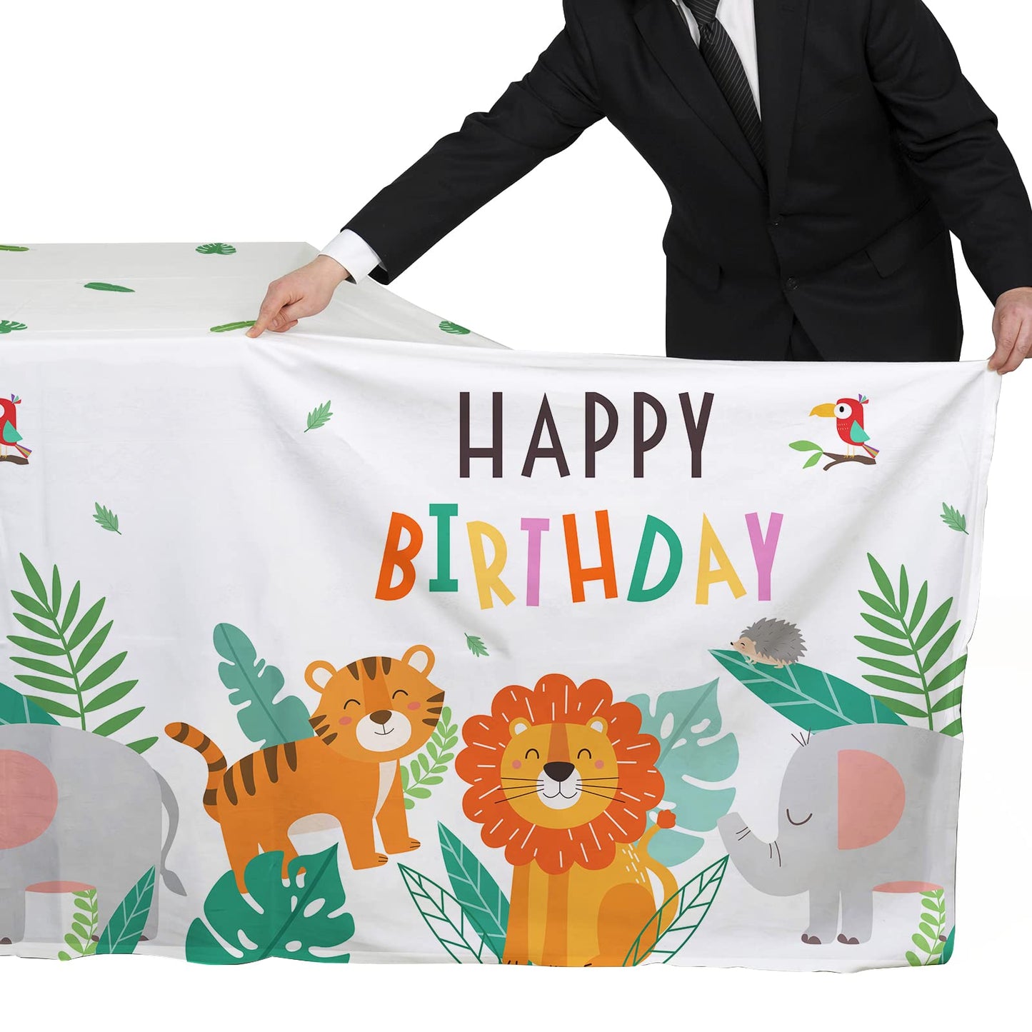 Safari Theme Party Supplies Disposable Tablecloth Plastic Waterproof Table Cover for Jungle Safari Birthday Party Decorations, 3