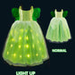 Uporpor Light Up Fairy Costumes Girls Halloween Dress Kids Dressing Up Clothes Birthday Party Fancy Led Costume, With Wing Green, 120
