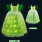 Uporpor Light Up Fairy Costumes Girls Halloween Dress Kids Dressing Up Clothes Birthday Party Fancy Led Costume, With Wing Green, 110