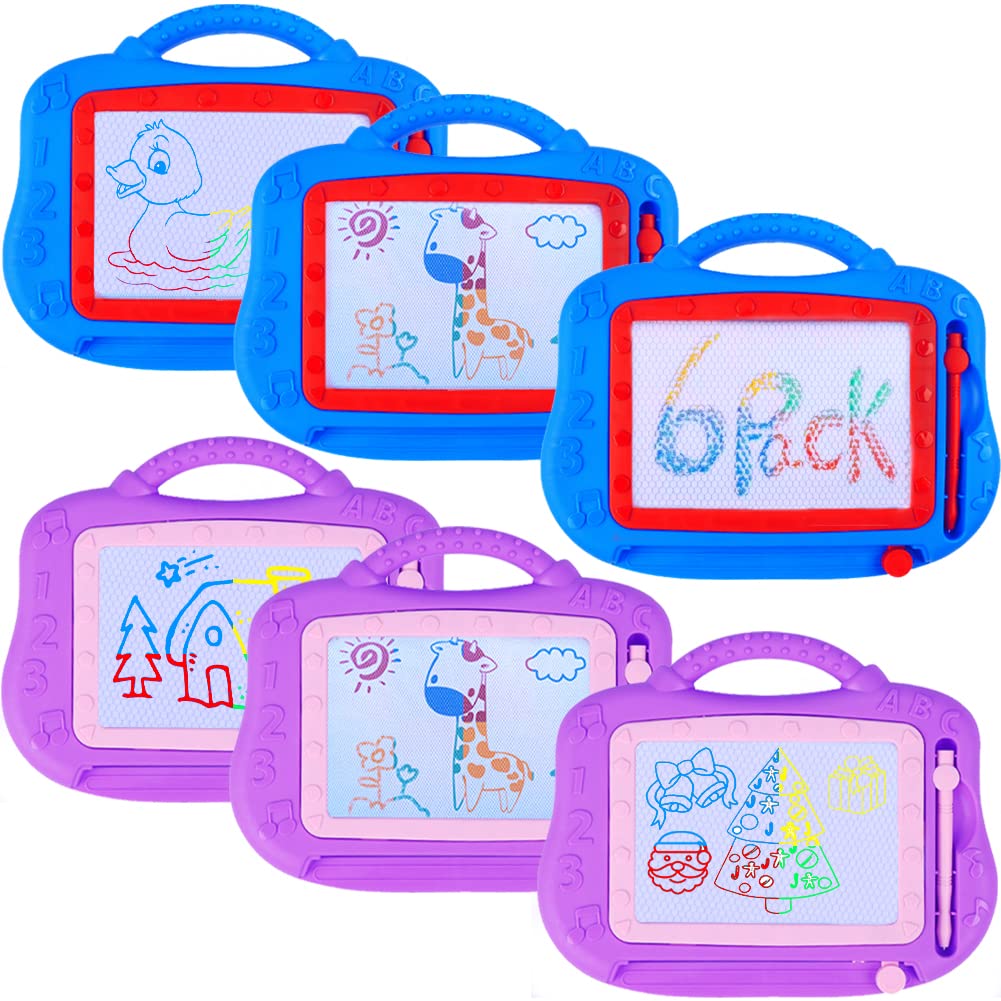 Color Doodle Boards - 6 Pack Magnetic Drawing Board Set for Kids-Toddler Drawing Board and Writing Board-Sketch Pad Bulk Toy Chr