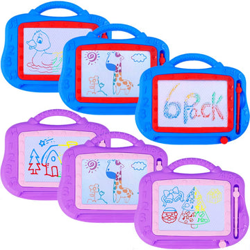 Color Doodle Boards - 6 Pack Magnetic Drawing Board Set for Kids-Toddler Drawing Board and Writing Board-Sketch Pad Bulk Toy Chr