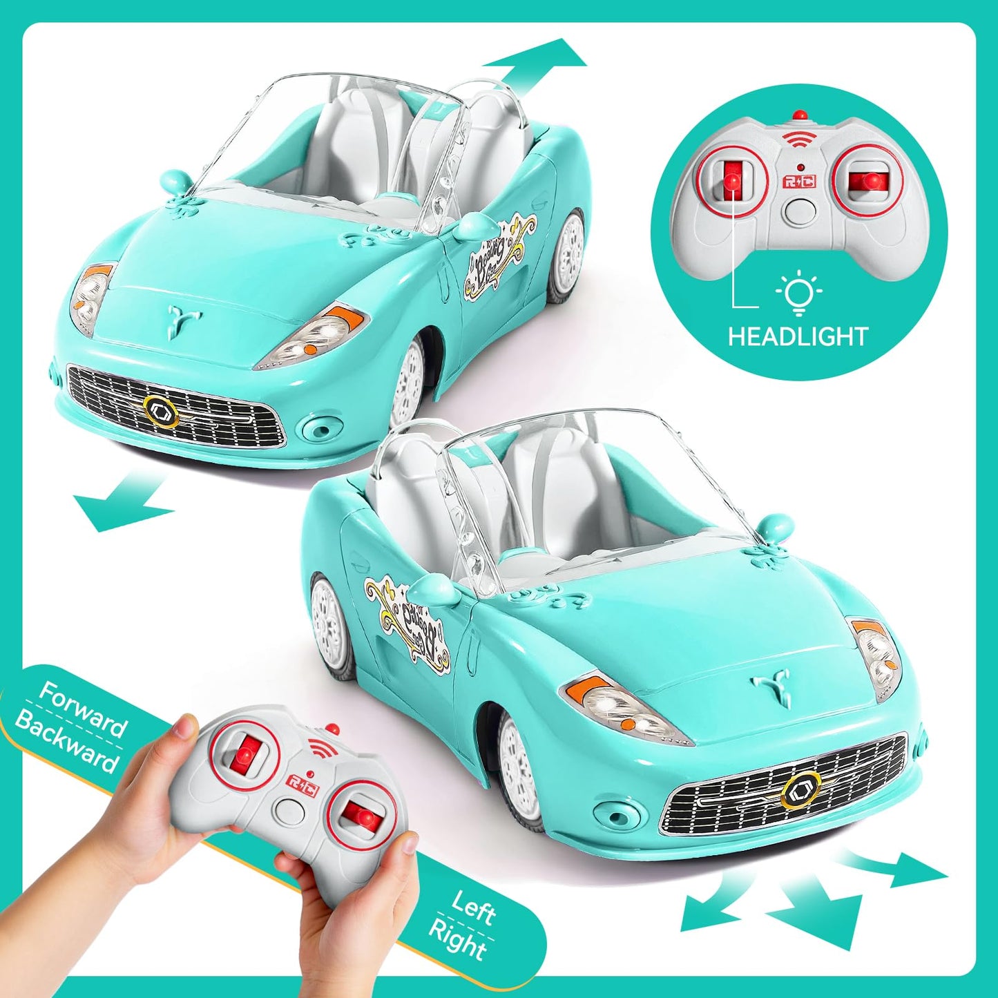 UMONIE Remote Control Car, RC Cars for Girls, Rechargeable RC Racing, 1:18 Scale 2.4Ghz RC Car Toy for Kids with Doll, Rc Toys C