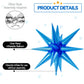 6PCS Star Balloons, 22Inch Large Black Blue Silver Star Balloon Explosion Foil Balloons Cone Spike Balloon for Birthday Graduati