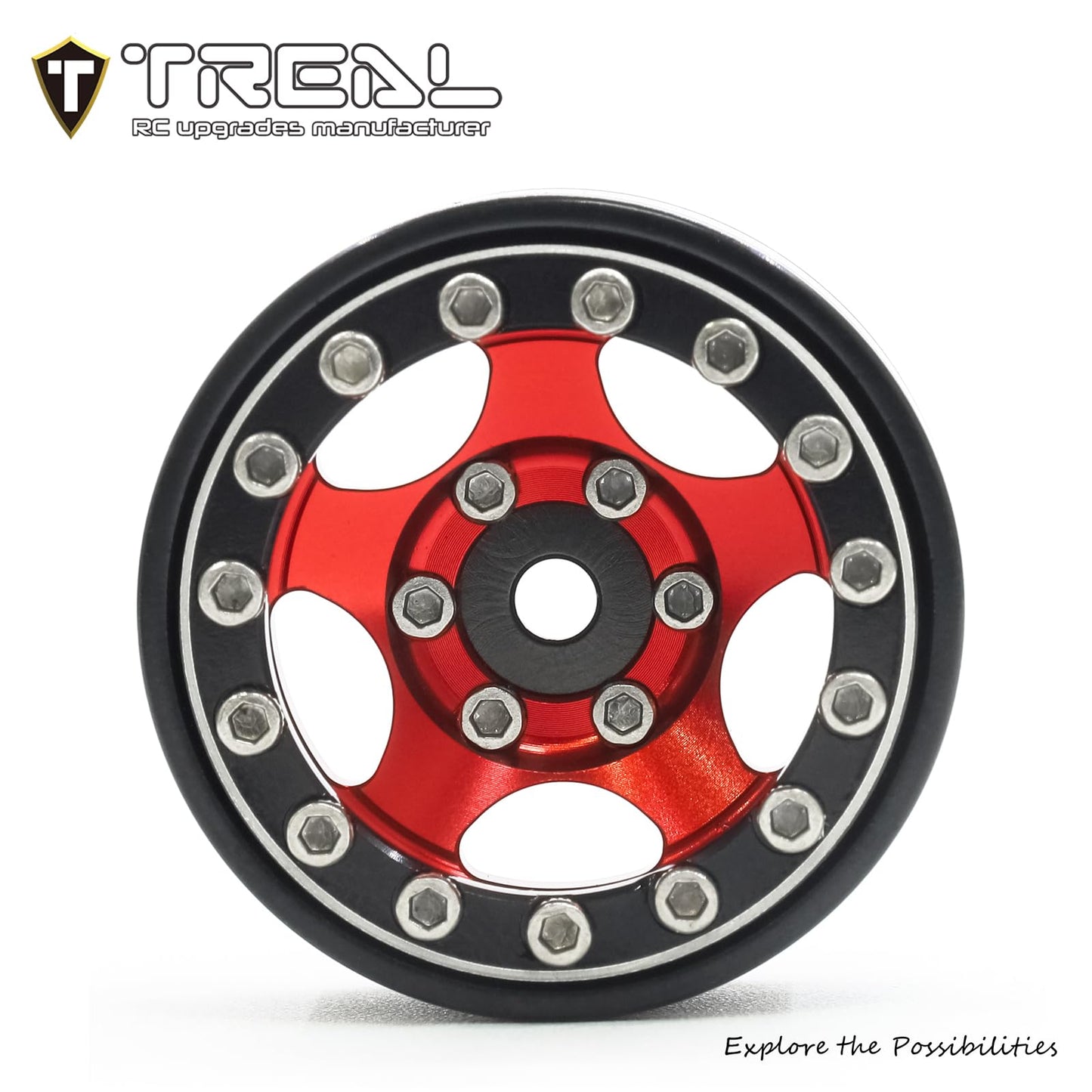 Treal 1.0 Beadlock SCX24 Wheels (4P) Classic 5-Star 1 Micro Beadlock Wheels for Axial 1/24 Deadbolt C10 Betty Gladitor Bronco 27