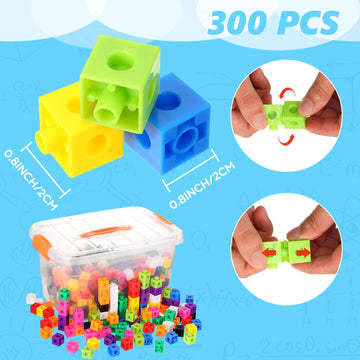Jenaai 300 Pieces Linking Cubes With Storage Container Counting Cubes, Plastic Counting Blocks, Colorful Math Cubes, Math Manipu