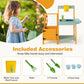 Costzon Mud Kitchen, Kids Potting Bench with Garden Bed & See-Through Window, Trellis, Kids Kitchen Playset w/Sink, Faucet, Stor